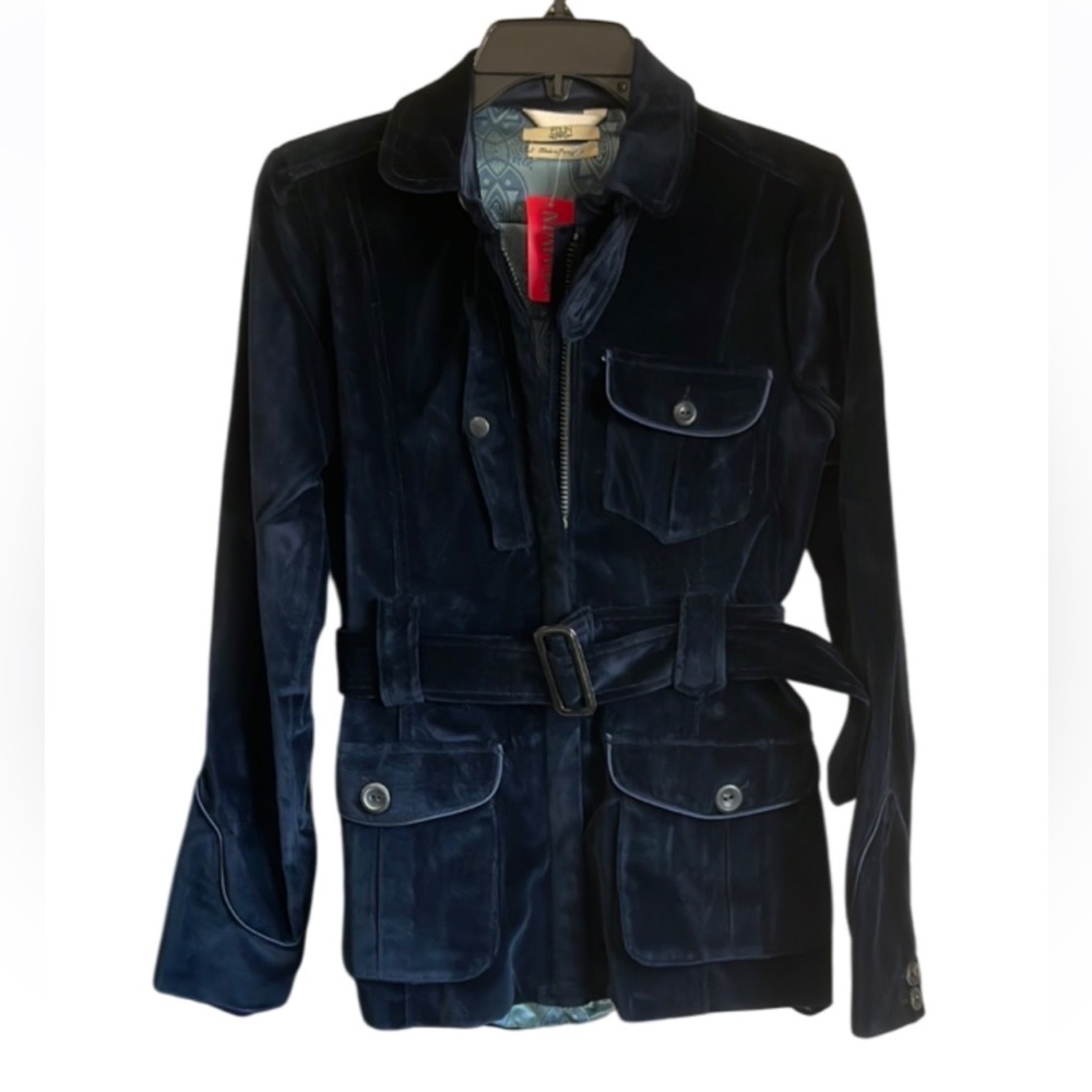 EDUN NWT Griffin Zip Up Alchemy Blue Velvet Jacket - Small
